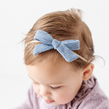 Slate Blue Spring Knit Headband Bow