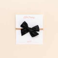 Black Satin Crepe Headband Bow