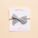 Silver Tinsel Knit Headband Bow