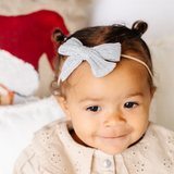 Silver Tinsel Knit Headband Bow