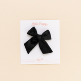 Black Satin Crepe Bow Clip