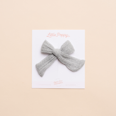 Silver Tinsel Knit Bow Clip