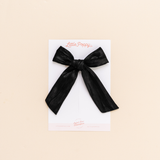 Black Satin Crepe Bow Clip