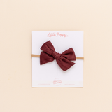 Wine Satin Crepe Headband Bow