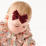 Wine Satin Crepe Headband Bow