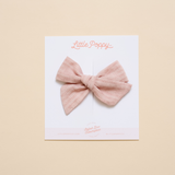 Pink Woven Stripes Bow Clip