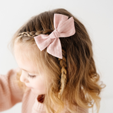 Pink Woven Stripes Bow Clip