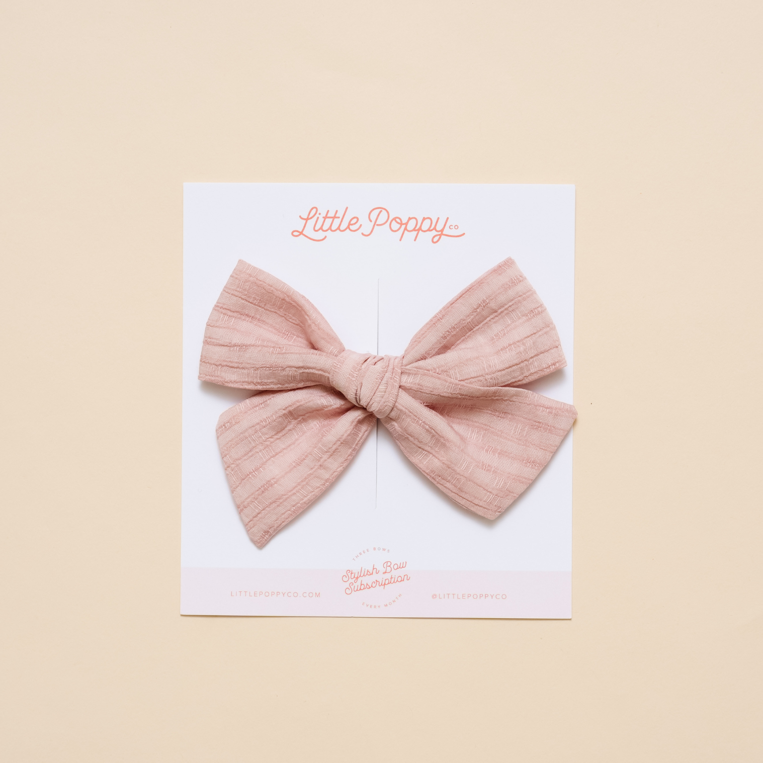 Pink Woven Stripes Bow Clip