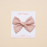 Pink Woven Stripes Bow Clip