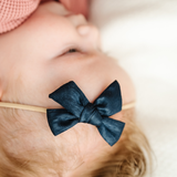 Sapphire Satin Crepe Headband Bow