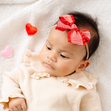 Red Houndstooth Ribbon Headband Bow