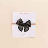 Black Ella Floral Headband Bow