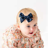 Sapphire Satin Crepe Headband Bow