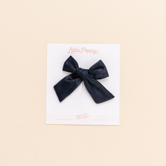 Sapphire Satin Crepe Bow Clip