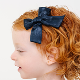 Sapphire Satin Crepe Bow Clip