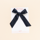 Sapphire Satin Crepe Bow Clip