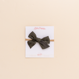 Pine Satin Crepe Headband Bow