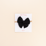 Black Stitched Gauze Headband Bow