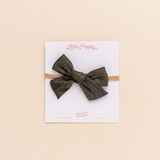 Pine Satin Crepe Headband Bow