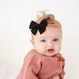 Black Stitched Gauze Headband Bow