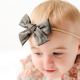 Pine Satin Crepe Headband Bow