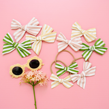 Blush Spring Stripes Bow Clip