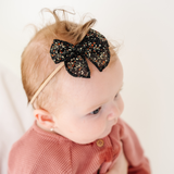 Black Ella Floral Headband Bow