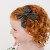 Pine Satin Crepe Bow Clip