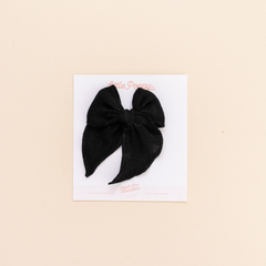 Black Stitched Gauze Bow Clip