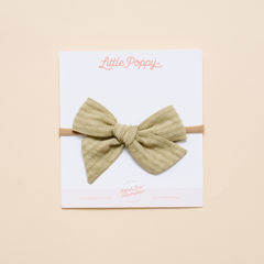 Chartreuse Woven Stripes Headband Bow