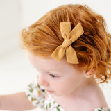 Mustard Goldie Dot Bow Clip