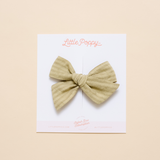 Chartreuse Woven Stripes Bow Clip