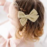 Chartreuse Woven Stripes Bow Clip