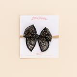 Black Ella Floral Headband Bow