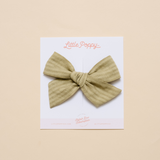 Chartreuse Woven Stripes Bow Clip