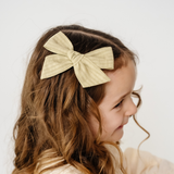 Chartreuse Woven Stripes Bow Clip