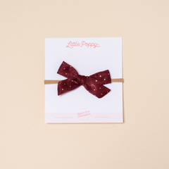 Wine Goldie Dot Headband Bow