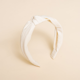 Ivory Stitched Stripes Knot Headband