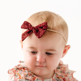 Wine Goldie Dot Headband Bow