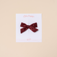 Wine Goldie Dot Bow Clip