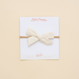 Ivory Stitched Stripes Headband Bow