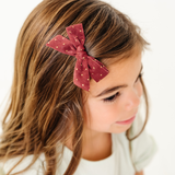 Wine Goldie Dot Bow Clip