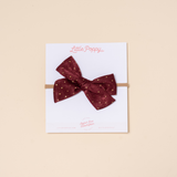 Wine Goldie Dot Headband Bow