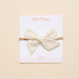 Ivory Stitched Stripes Headband Bow