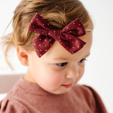 Wine Goldie Dot Headband Bow