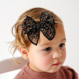 Black Ella Floral Headband Bow