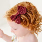 Wine Goldie Dot Bow Clip