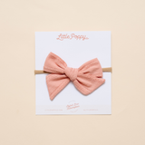 Pink Stitched Stripes Headband Bow