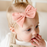 Pink Stitched Stripes Headband Bow