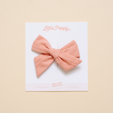 Pink Stitched Stripes Bow Clip